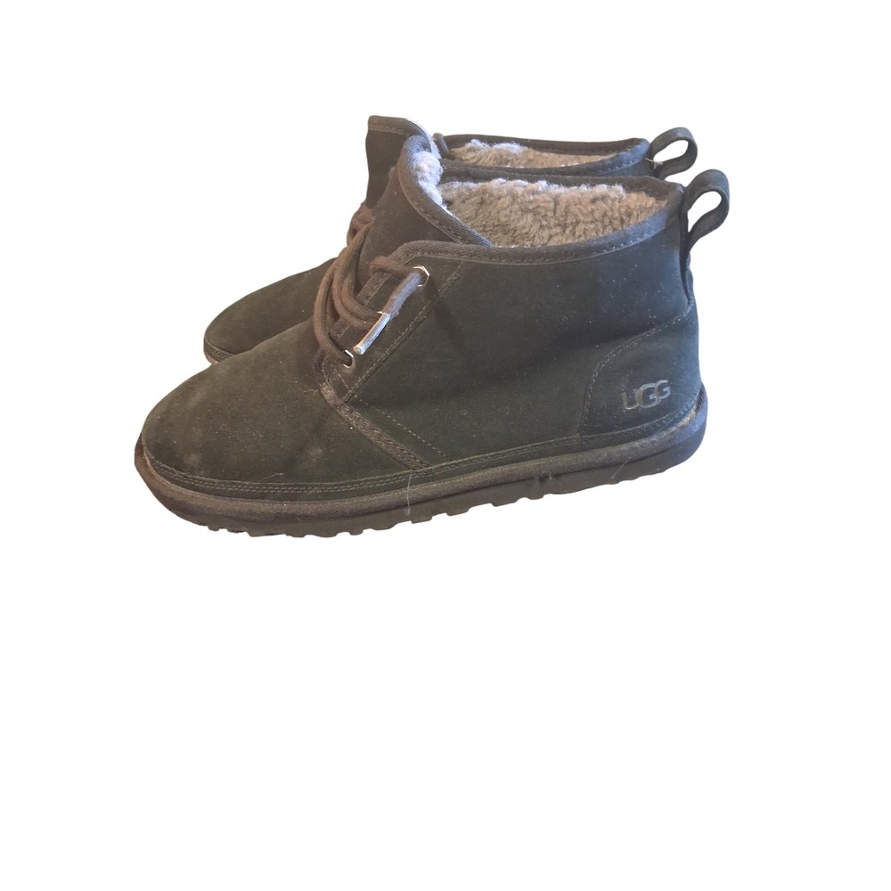UGG Neumel Suede Black Chukka Boots Mens 11 S/N 3236 Lace Up Sheepskin Lined